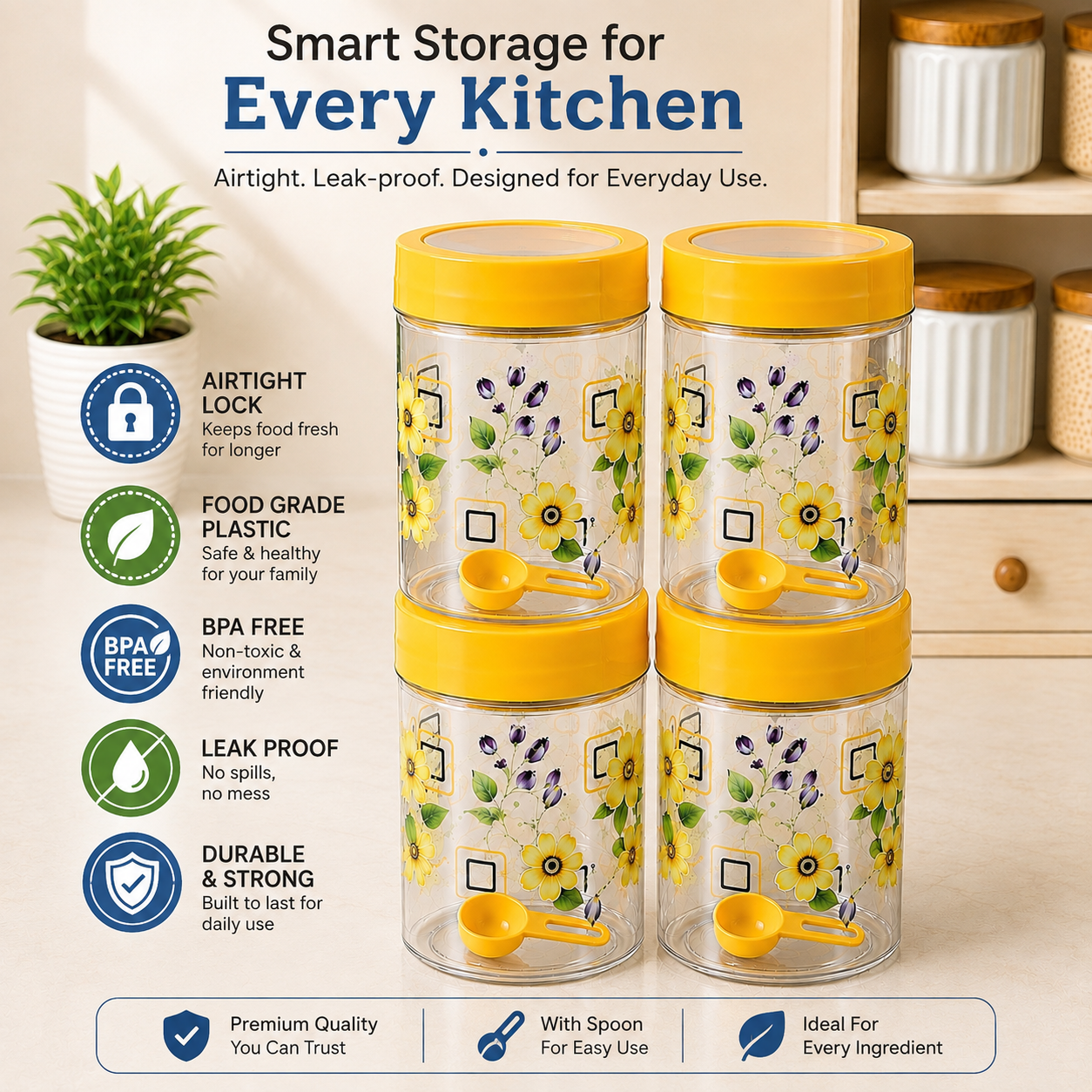 Veer Dream Storage Jar | 500Ml | Bpa Free | (★Pack Of 4★)