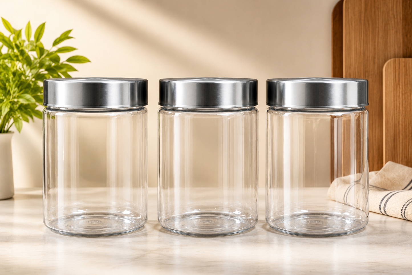 Galaxy Pet Jar | Steel Cap Premium Quality Jar Set | 250 TO 2000 Ml |(★PACK OF 3★)