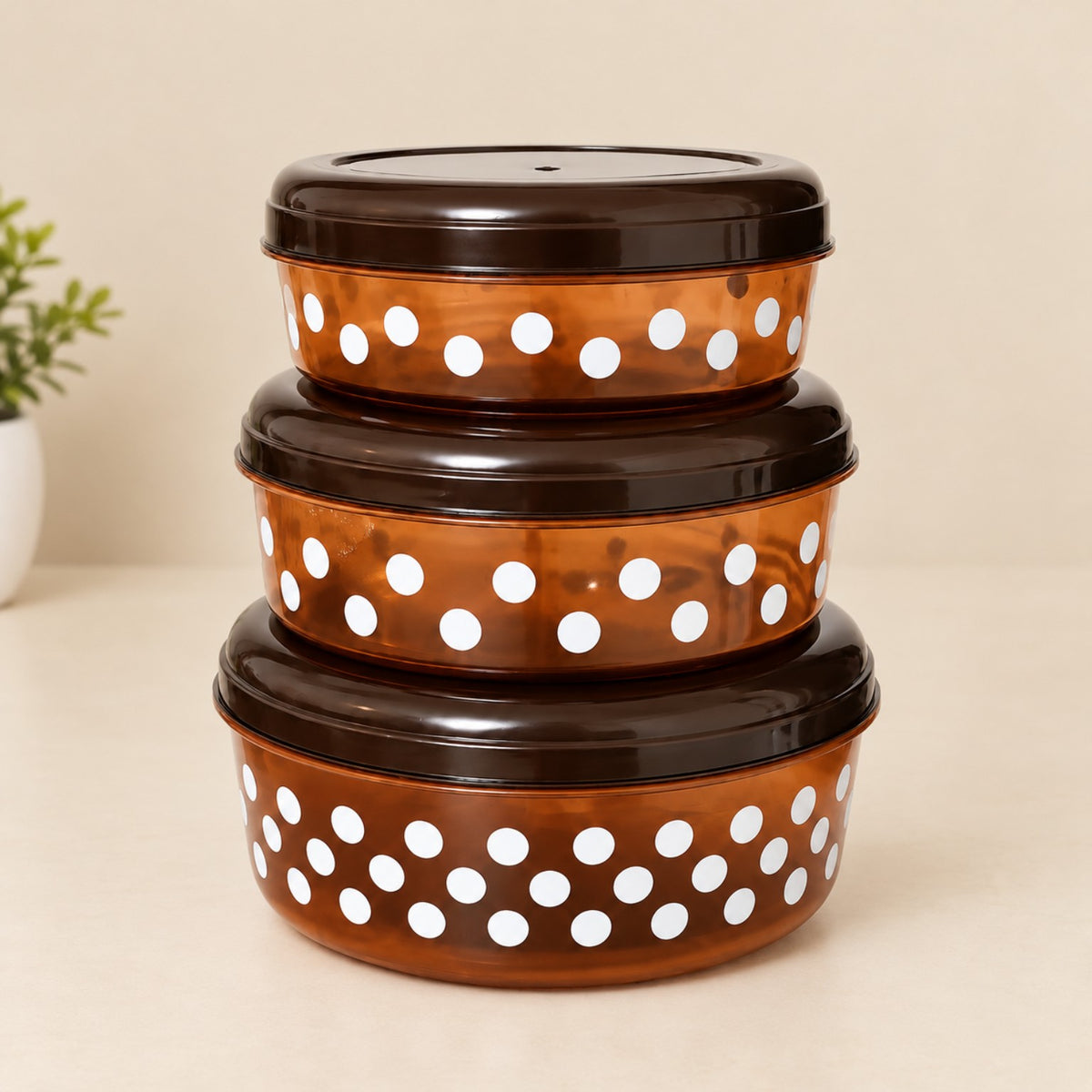 Multi-Size Food Storage Containers, Polka Dot – Set of 3