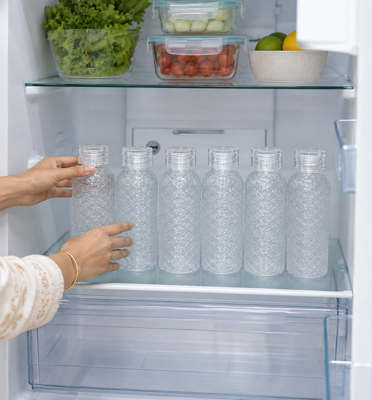 1 Litre Crystal Pattern Water Bottle – BPA-Free, Pack of 6 – photo 4