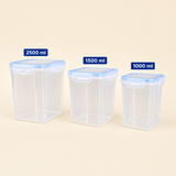 Zadoli Milan Square 1000 ml, 1500 ml, 2500 ml Air Tight Locked Food Container (★PACK OF 3★)