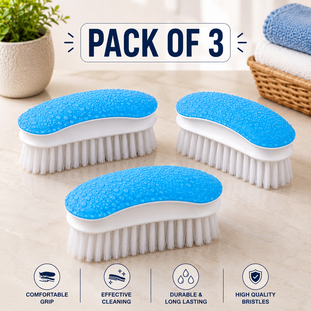 Royal Cloth Scrub  |Bathroom, Kitchen & Tile Cleaning Brush|  (★Pack of 3★)