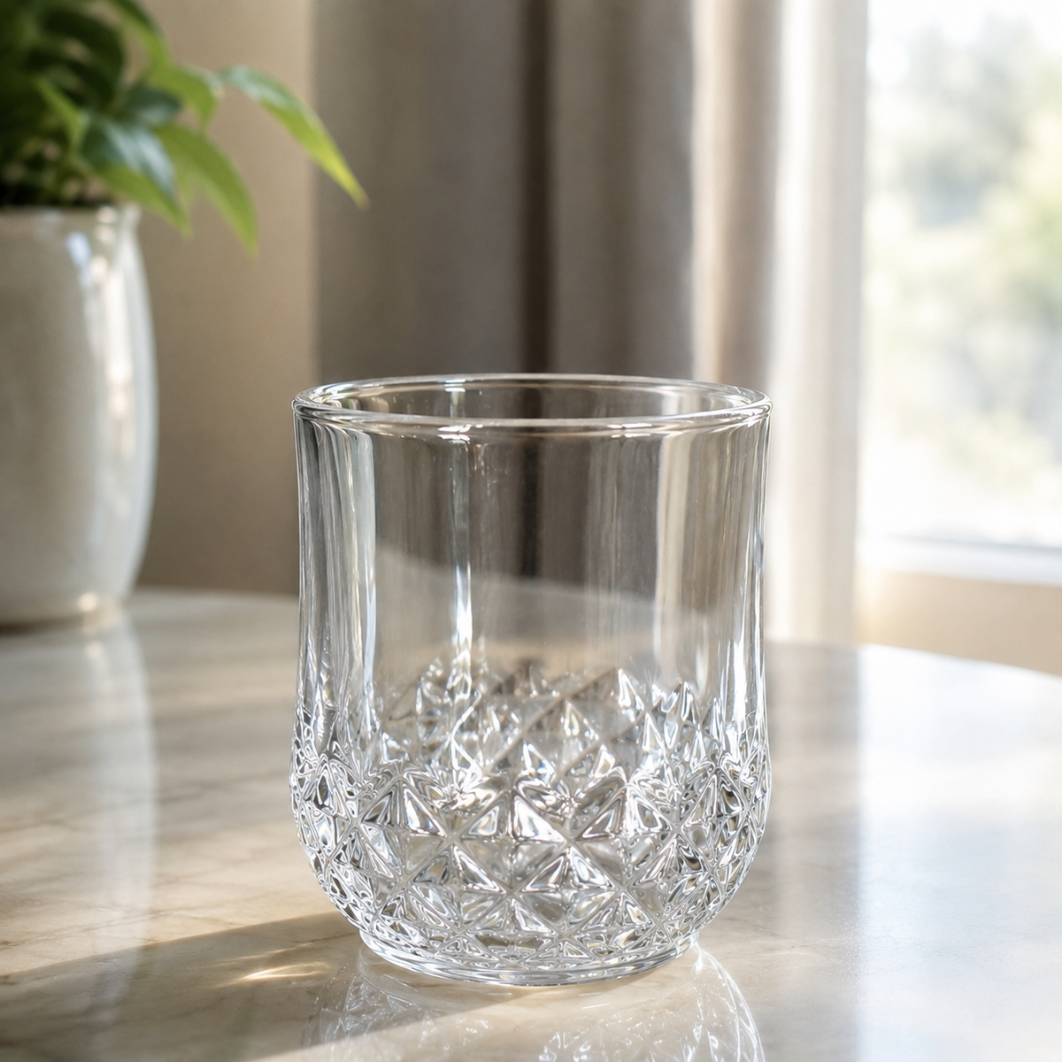 Crystal Design Plastic Drinking Glasses Set of 6