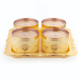 Zadoli - 4 in 1 Gift Set, Containers with Lid & Serving Tray (4 Pcs Set, White & Gold Round)